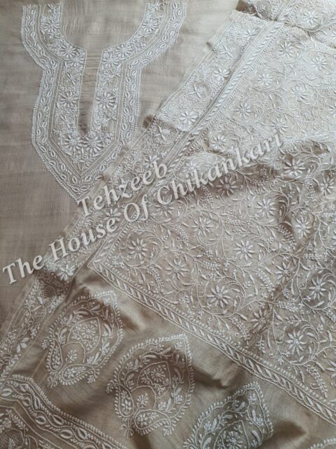 Pure Silk Ek Taar Chikan Suit