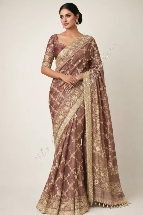 Pure Tissue Silk Lucknowi Chikankari Saree