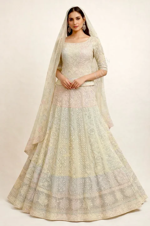 Rangdaari - Lucknowi Chikan Lehenga Set