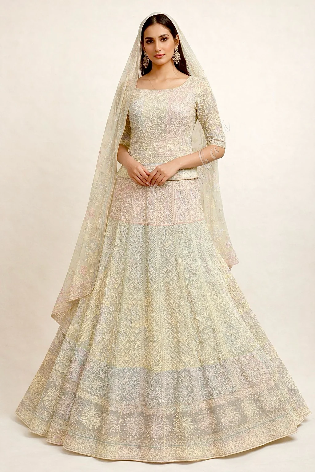 Rangdaari - Lucknowi Chikan Lehenga Set