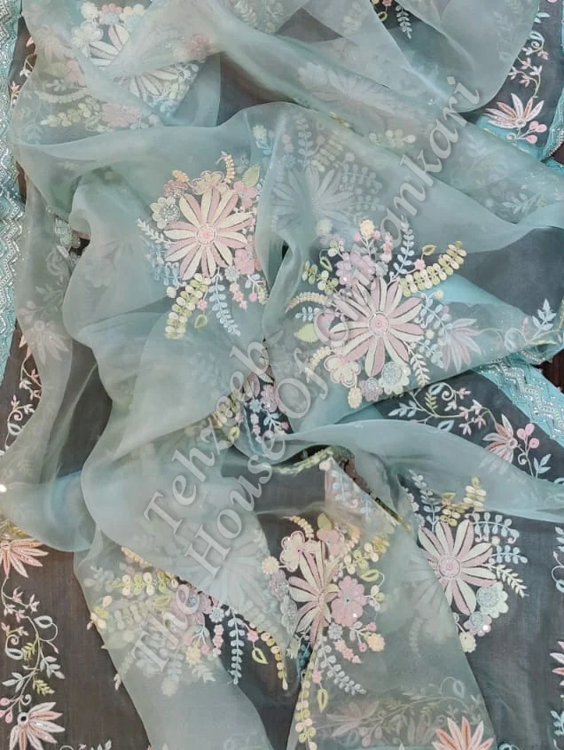 Regal Designer Lucknowi Chikankari Suit (Organza Silk / Pure Georgette), detail 2