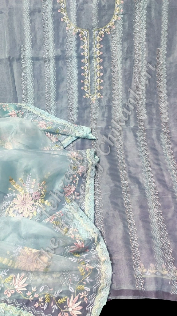 Regal Designer Lucknowi Chikankari Suit (Organza Silk / Pure Georgette), detail 3