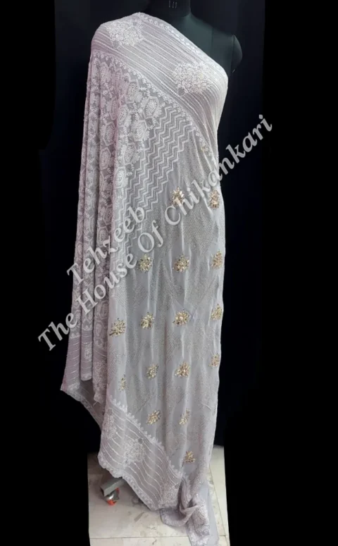Regal Silver - Classy Chikankari Dupatta