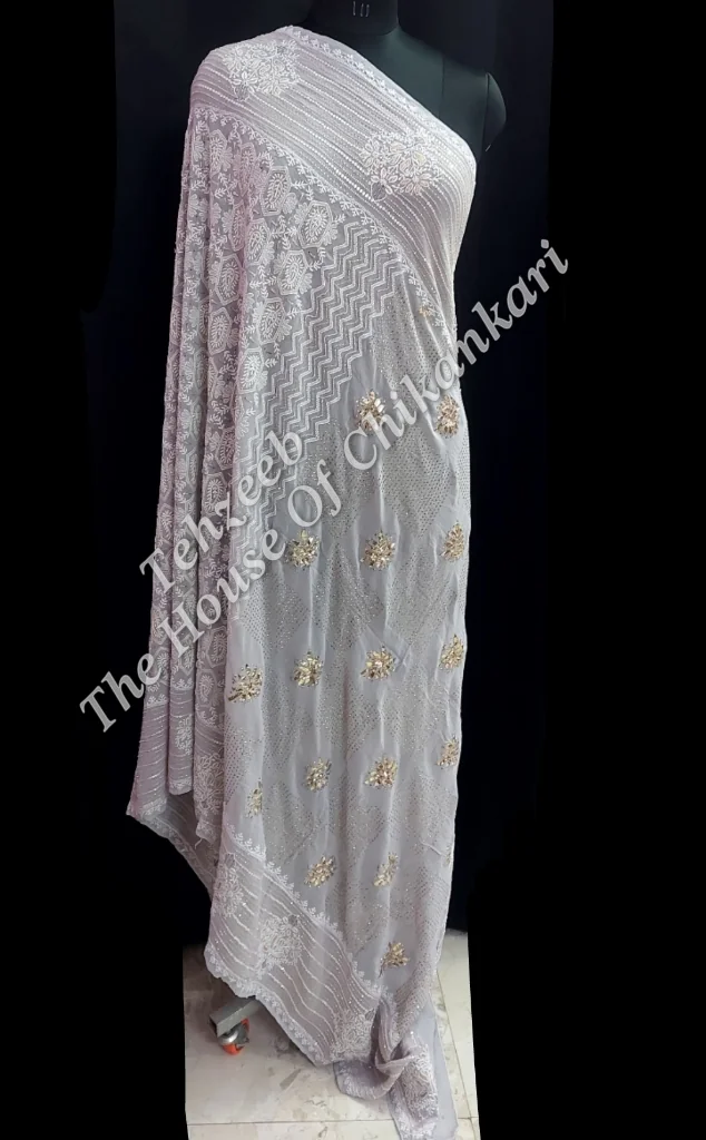 Regal Silver - Classy Chikankari Dupatta