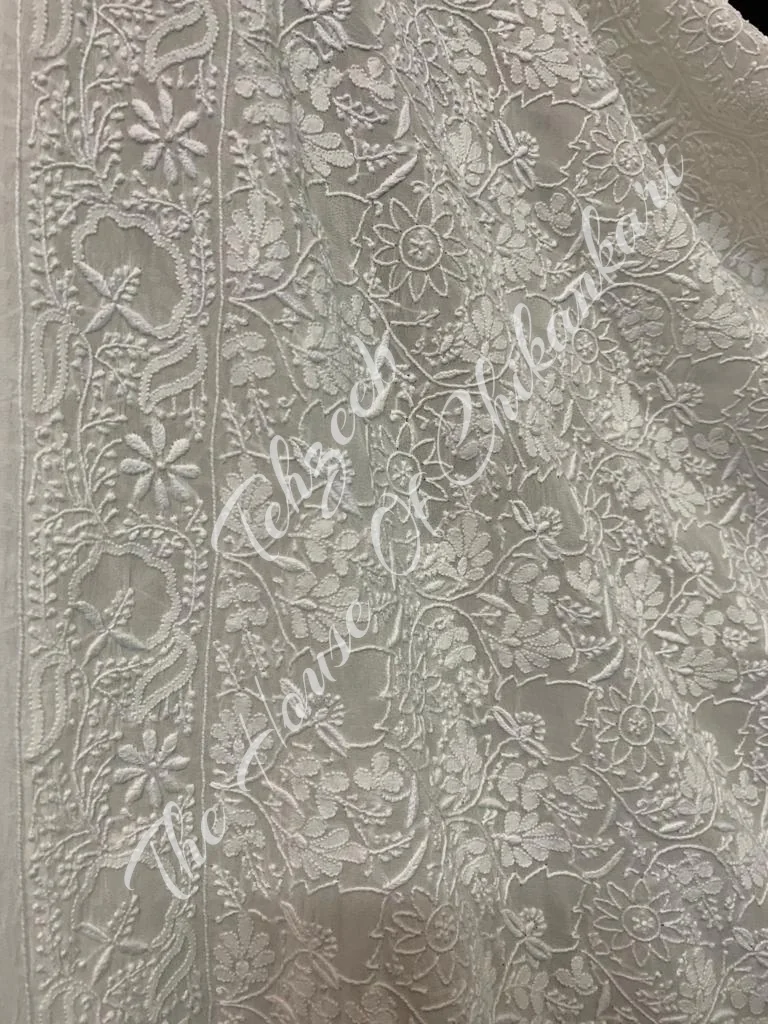 Saadgi - Ek Taar Lucknowi Chikankari Suit, Ivory with Medallion Border, detail 3
