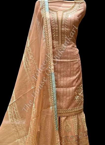 Shaan-e-Awadh - Awadhi Sharara Set Of Ek Taar Chikankari, detail 10