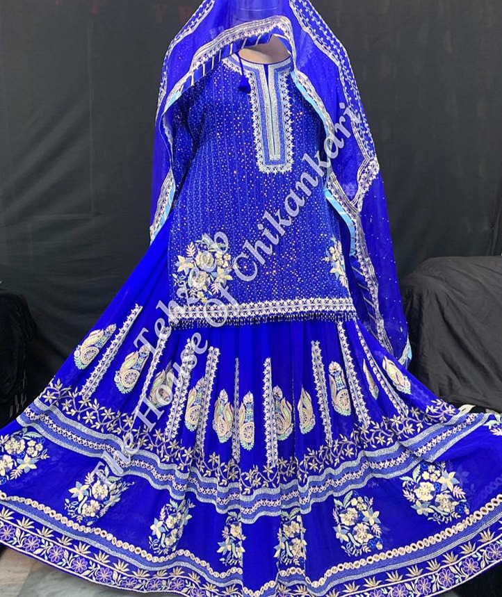 Shaan-e-Awadh - Awadhi Sharara Set Of Ek Taar Chikankari, detail 2
