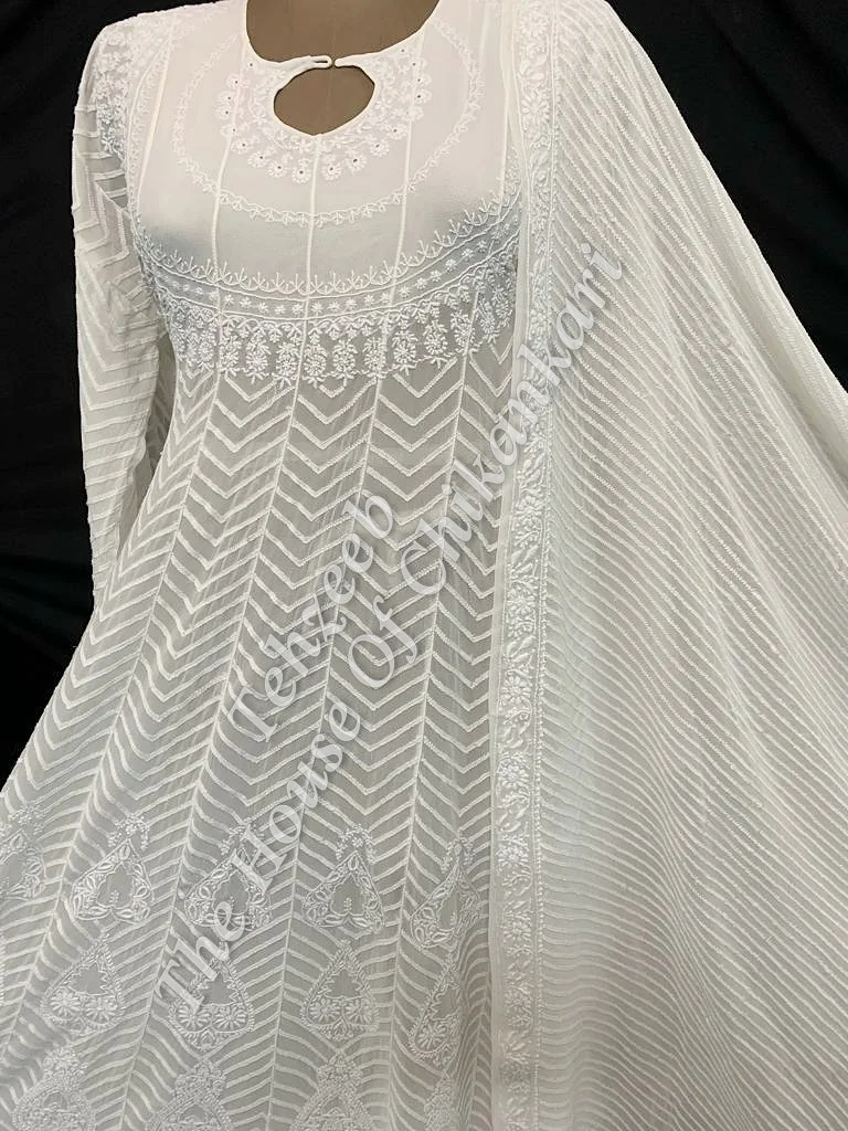 Shaan-e-Awadh Ek Taar Chikankari Anarkali, detail 2