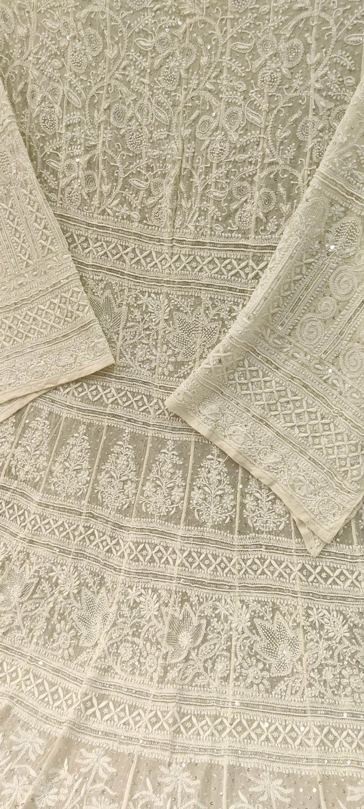 Shahi Lucknowi Chikankari Anarkali, detail 2