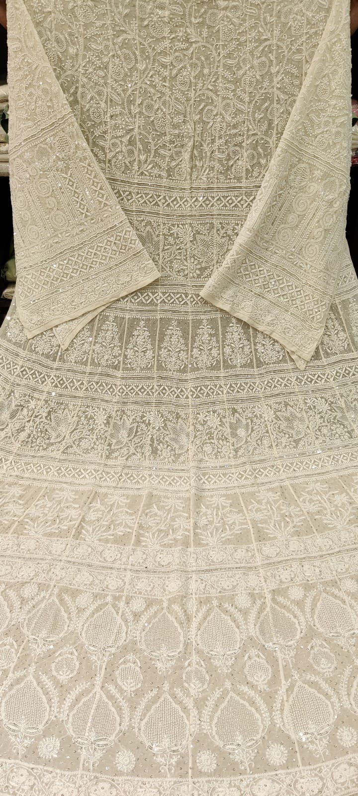 Shahi Lucknowi Chikankari Anarkali, detail 3