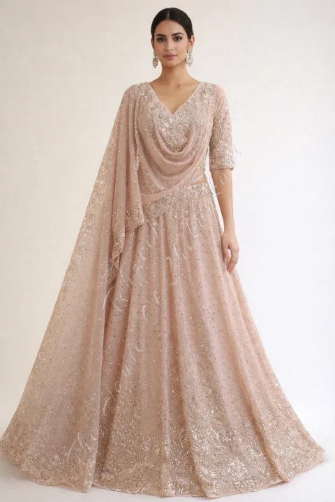 Shahi-Pehnawa Badla Mukaish Lucknowi Lehenga Set