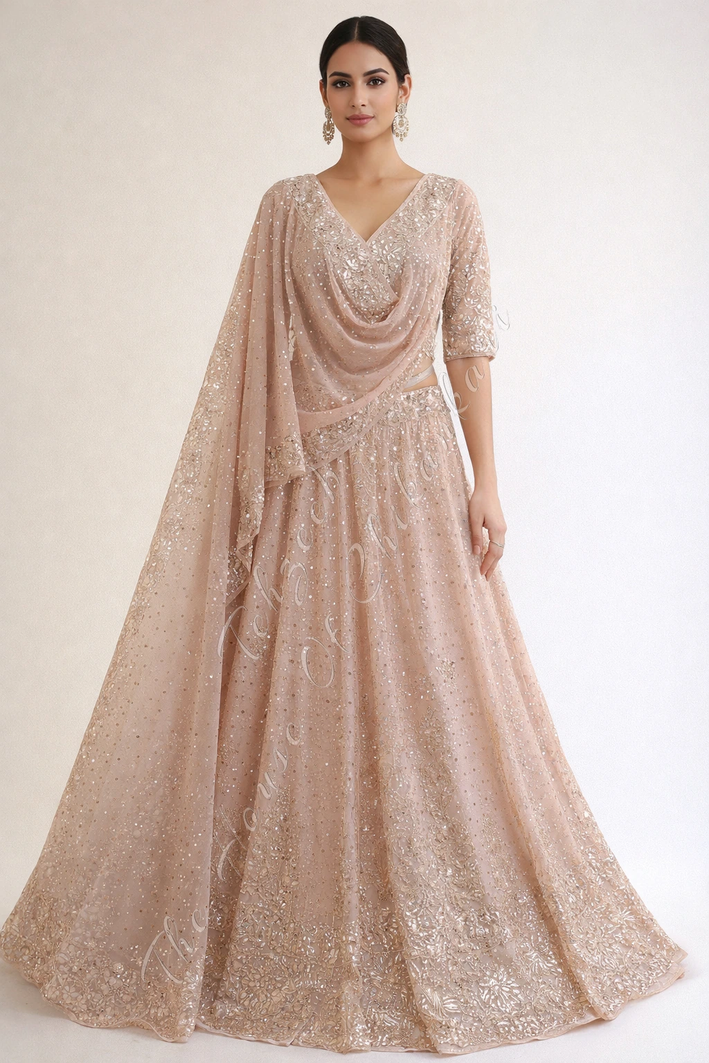 Shahi-Pehnawa Badla Mukaish Lucknowi Lehenga Set