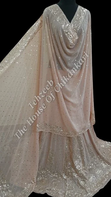 Shahi-Pehnawa Badla Mukaish Lucknowi Lehenga Set, detail 2