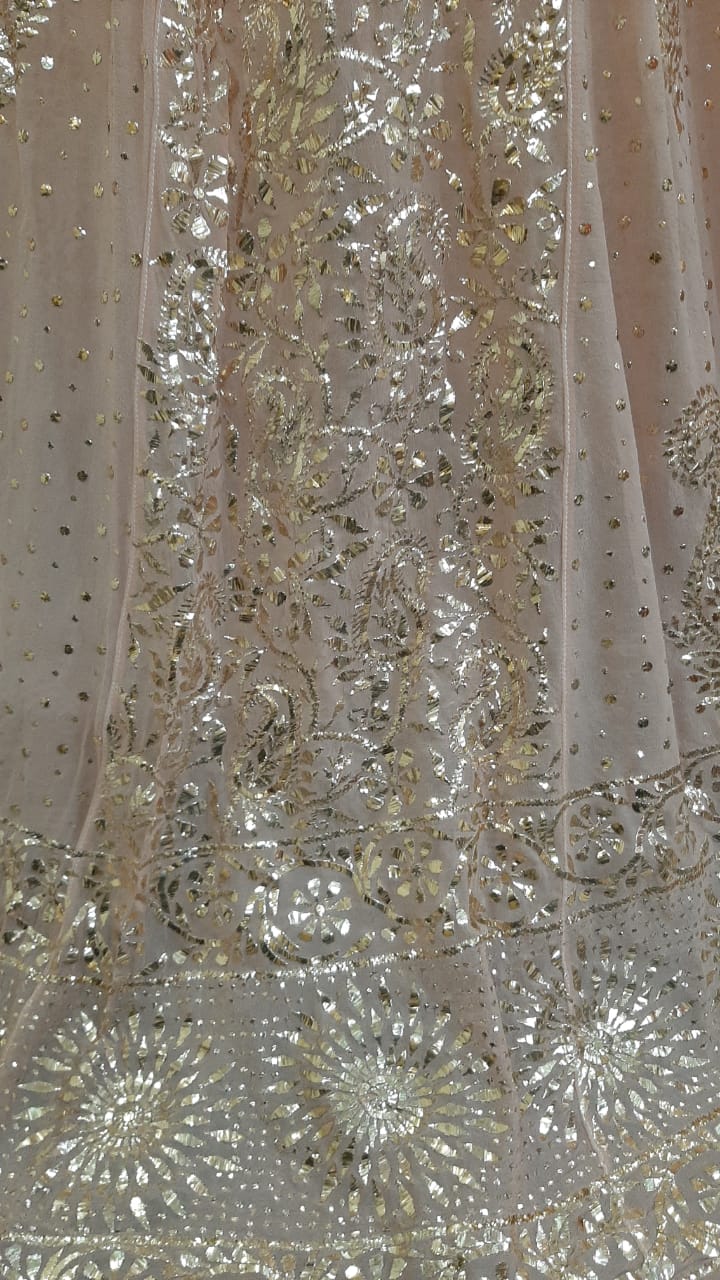 Shahi-Pehnawa Badla Mukaish Lucknowi Lehenga Set, detail 3