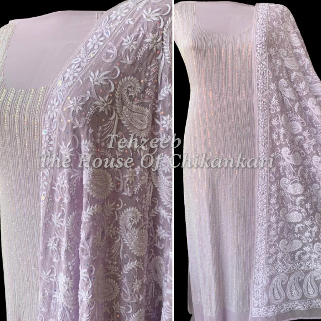 Shahi - Pehnawa - Ek taar Tagai Lucknowi Chikankari Suit, detail 2