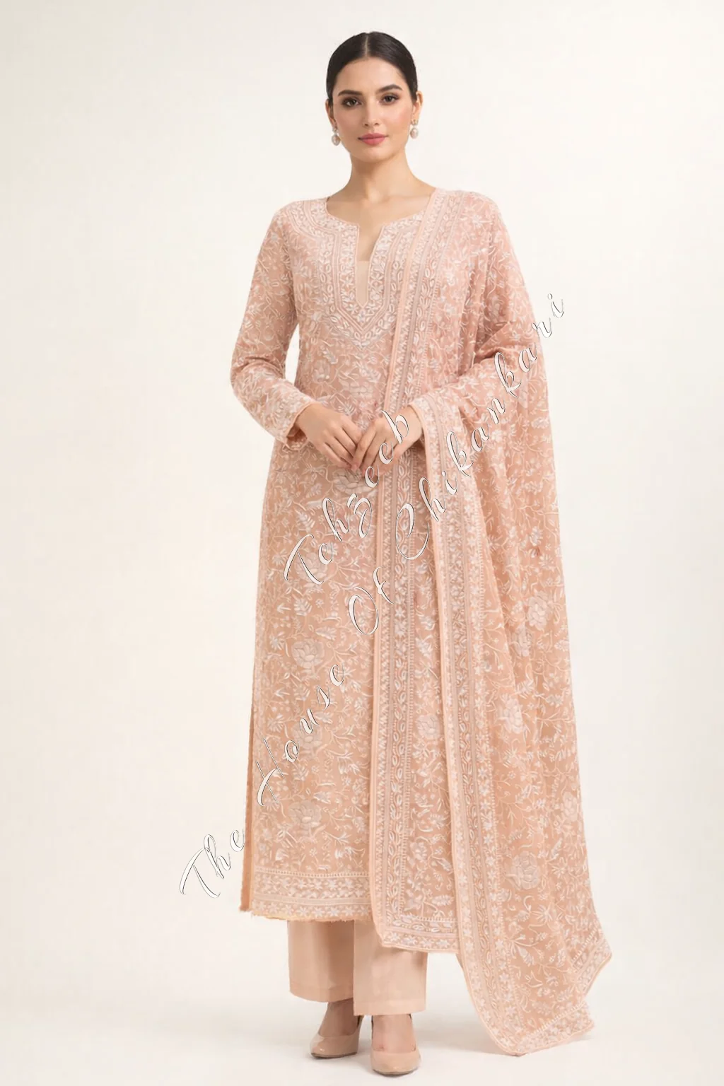 Shahi-Pehnawa - Ombre Gulabkaari Ek Taar Chikankari Suit