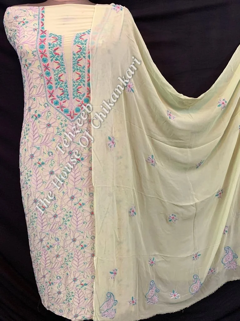 Silk Thread Chikankari Suit, detail 2