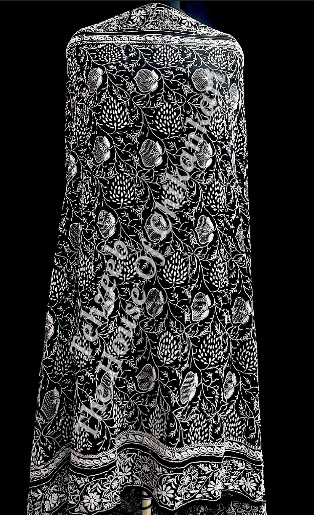 Surmai - Black & White Timeless Chikankari Dupatta