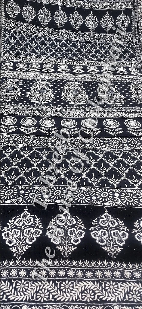 Surmai - Black & White Timeless Chikankari Saree, detail 3