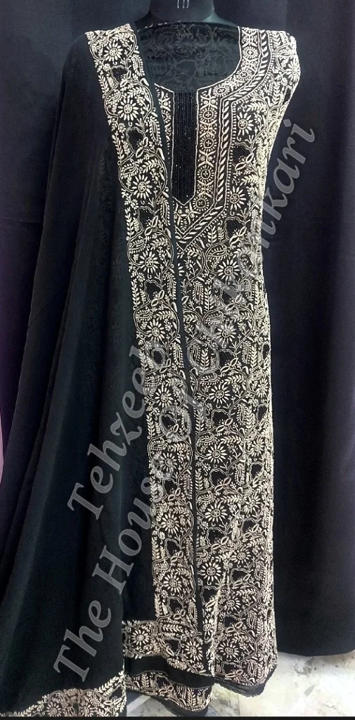 Surmai - Black & White Timeless Chikankari Suit