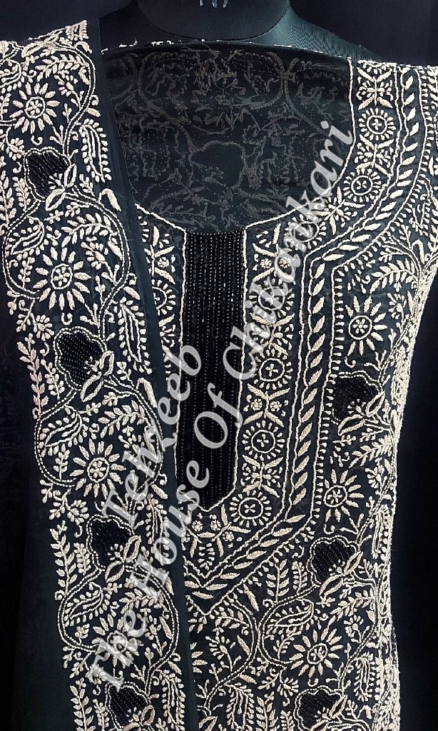 Surmai - Black & White Timeless Chikankari Suit, detail 3