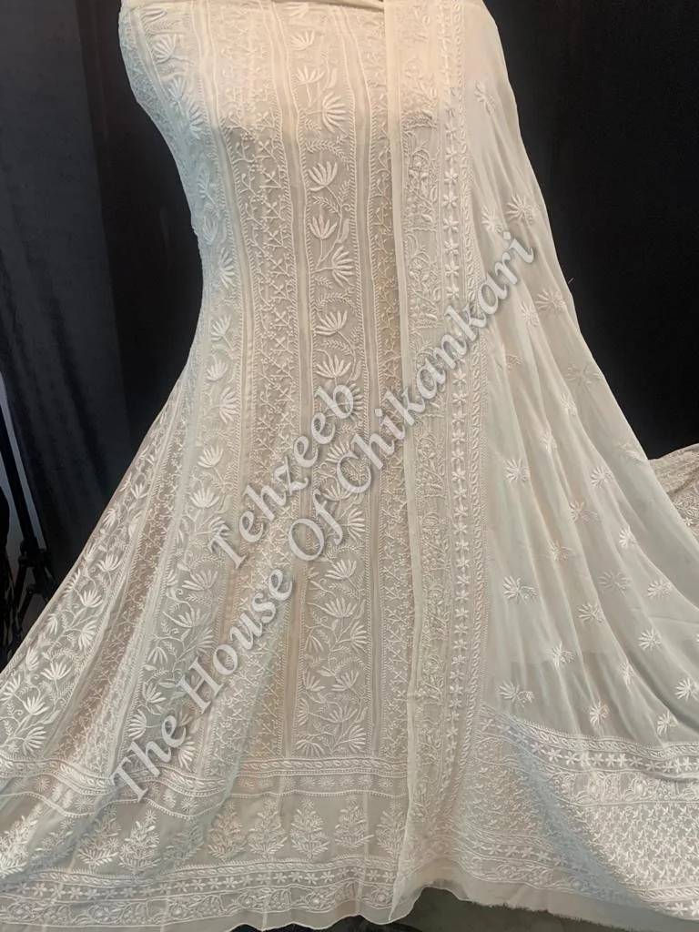 Taar - Mughal Nakkashi Chikankari Anarkali, Ivory
