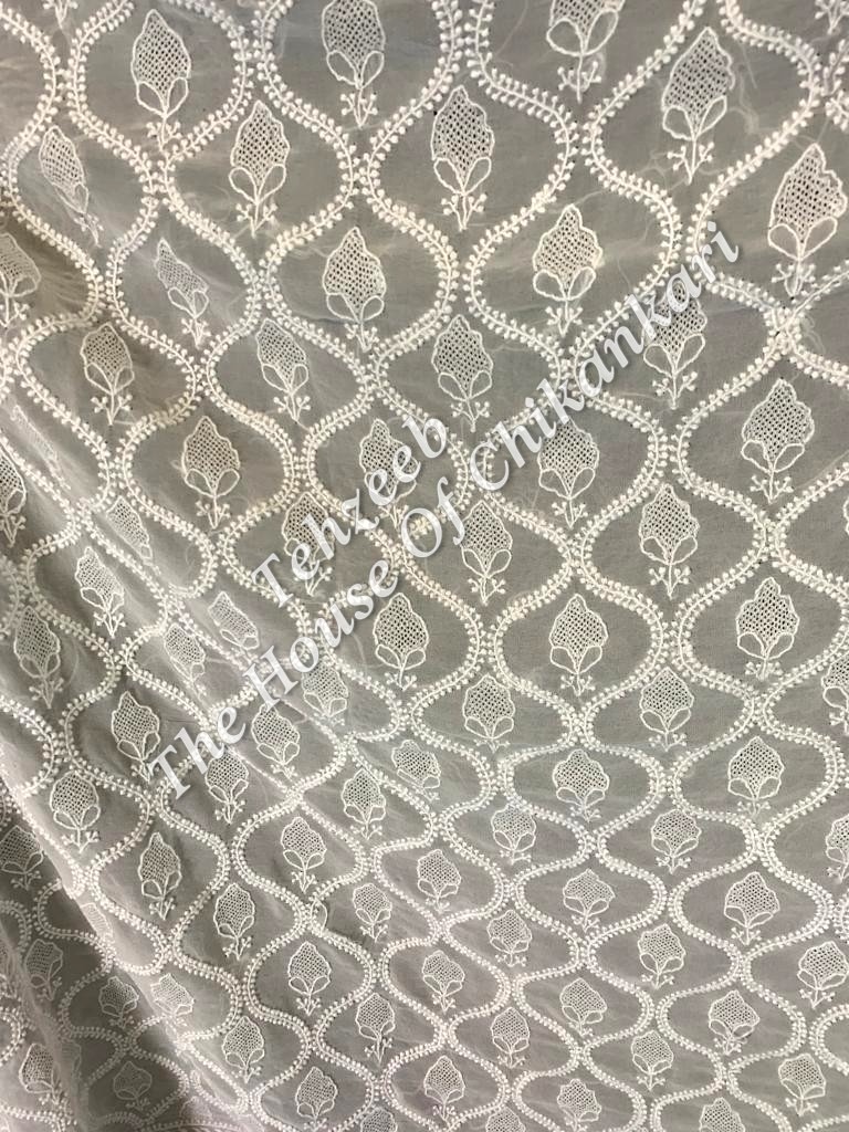 Tabeer - Designer Ek Taar HaathJaal Chikankari Dupatta, detail 2