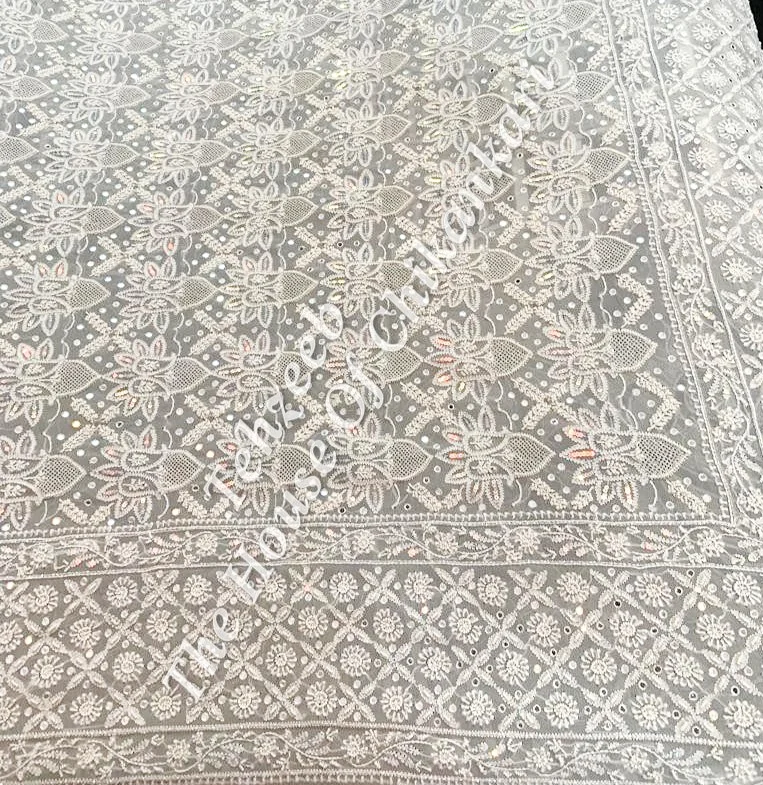 Tabeer - Ek Taar Chikankari Pure Georgette Dupatta, detail 2
