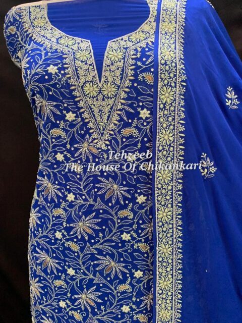 Teen Taar - Lucknowi Chikankari Suit