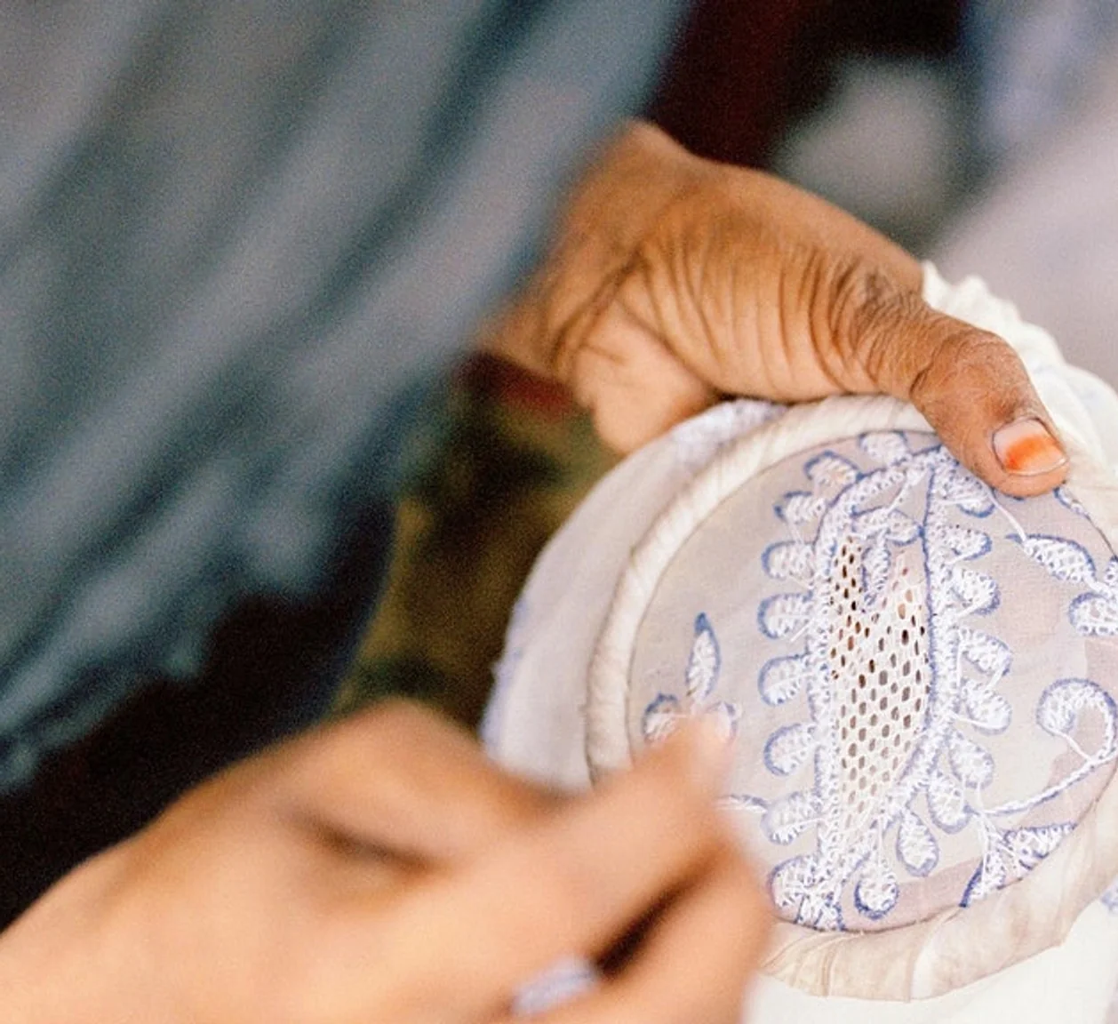 Lucknow chikankari artisan work in progress