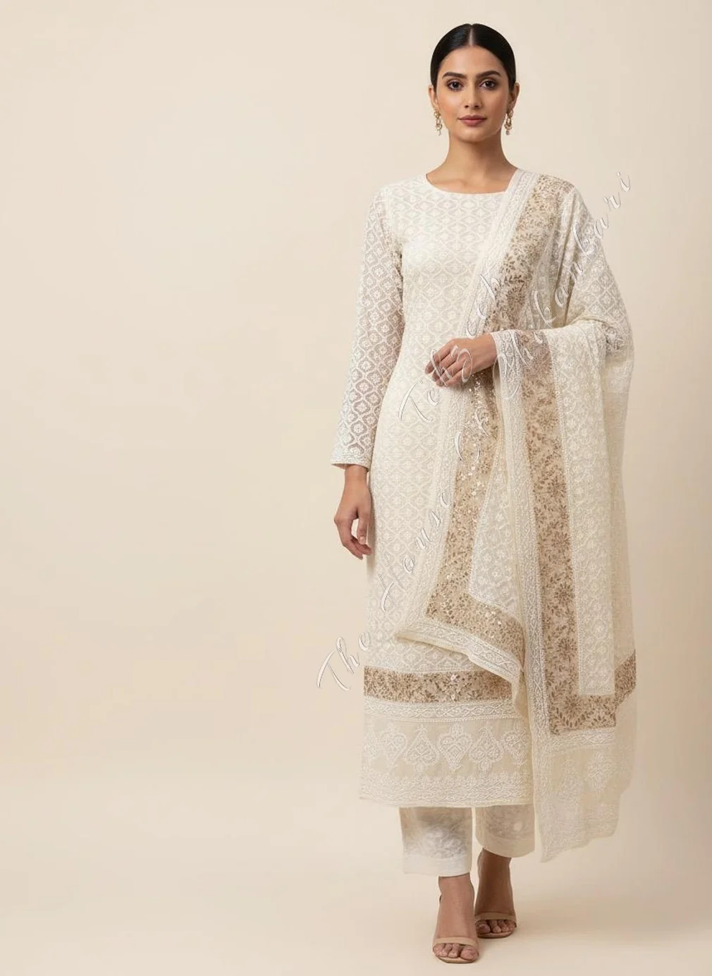 Unique Murrhi and Zardosi Gottapatti Lucknowi Chikankari Suit