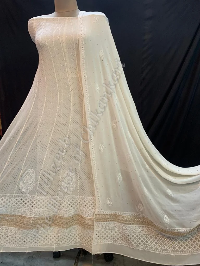 Unique Kamdani Chikankari Anarkali