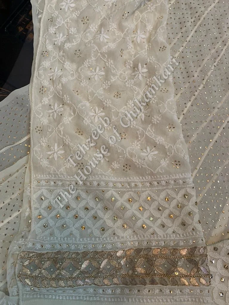 Unique Kamdani Chikankari Anarkali, detail 2