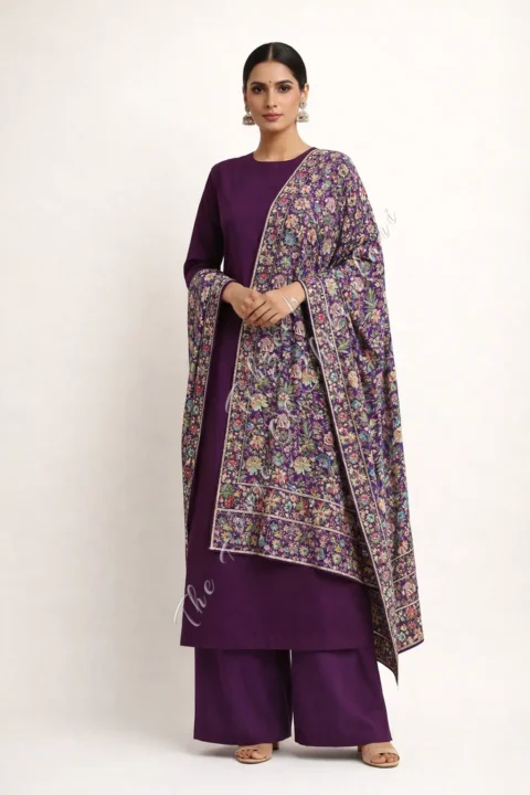 Zahra - Handcrafted Heirloom Dupatta in Kashidakari, Sozni, Tilla & Chikankari
