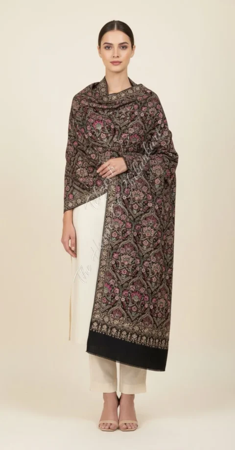 Zar-e-Jahan” - Antique Jamawar-Inspired Kashmiri Pashmina with Hand Tilla