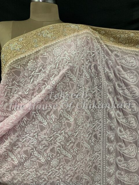 Zardosi Lucknowi Chikankari Saree