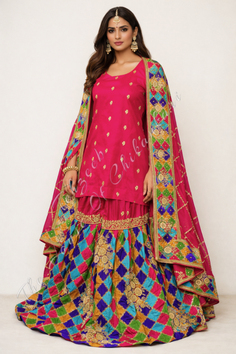 Zeenat-e-Lucknow Chattapatti Gharara Authentic Hand-Embroidered Heritage Wear