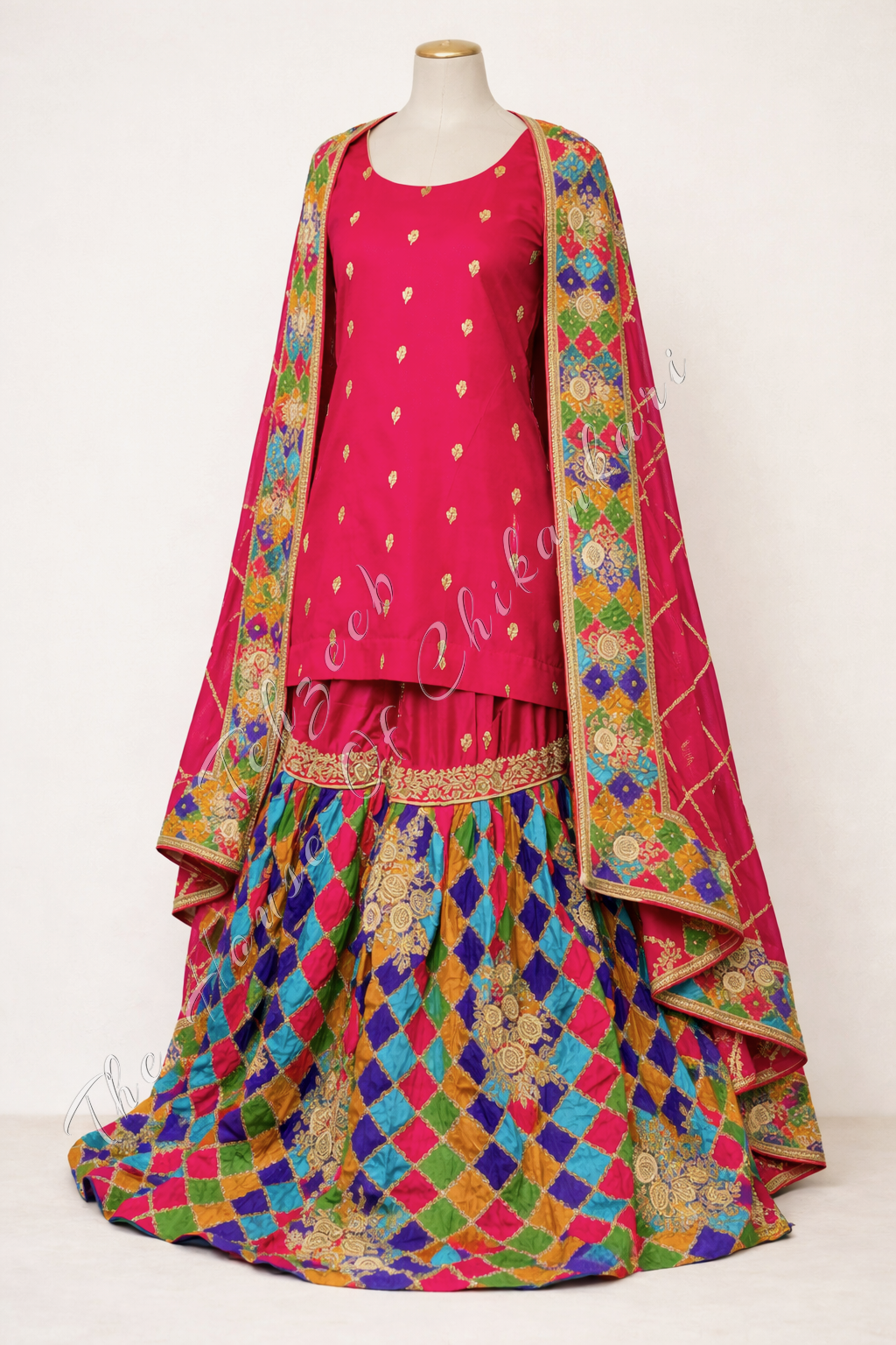 Zeenat-e-Lucknow Chattapatti Gharara Authentic Hand-Embroidered Heritage Wear, detail 2