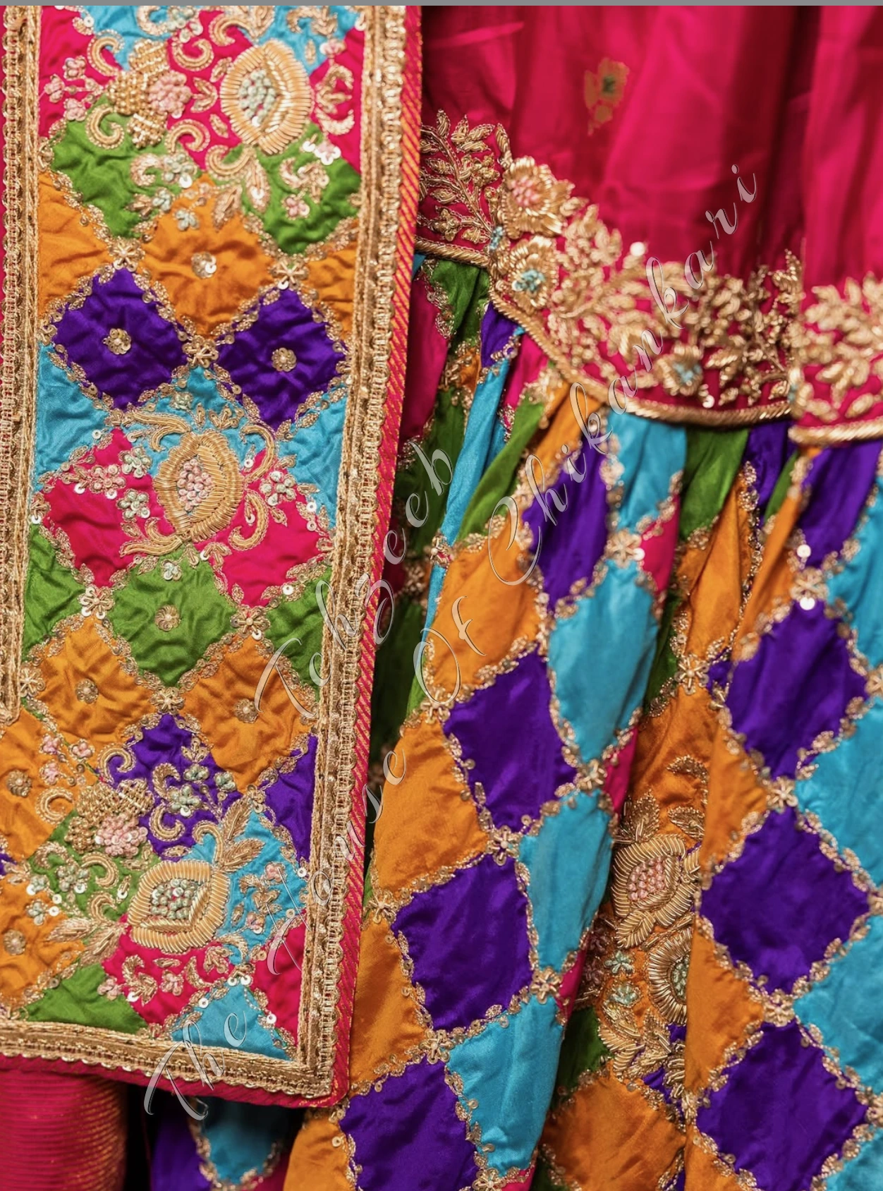 Zeenat-e-Lucknow Chattapatti Gharara Authentic Hand-Embroidered Heritage Wear, detail 3