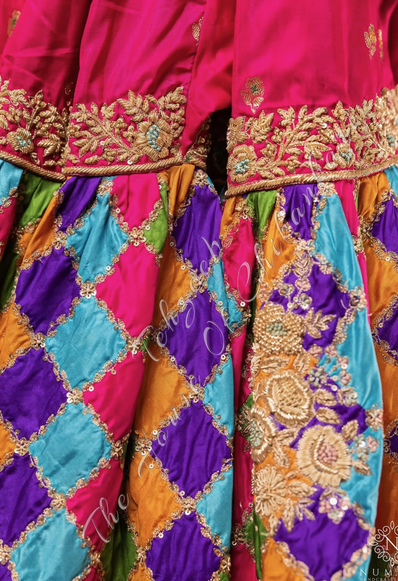Zeenat-e-Lucknow Chattapatti Gharara Authentic Hand-Embroidered Heritage Wear, detail 5